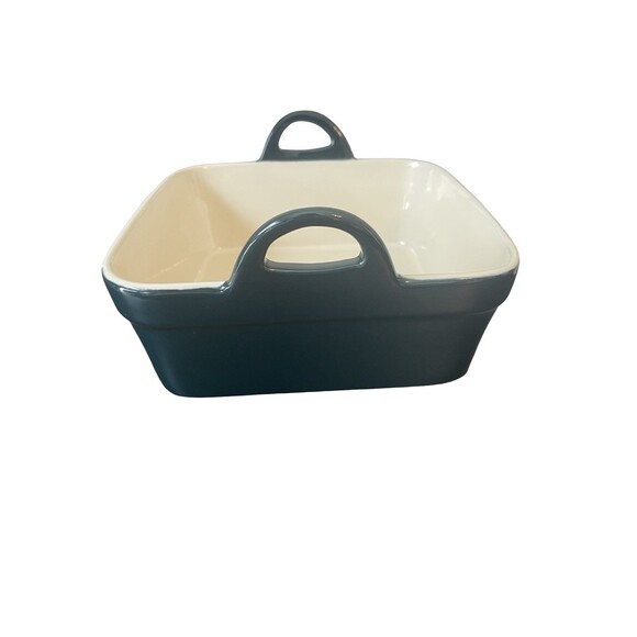 World Market Green Ceramic Bakeware Dish with Handles blue square - Picture 11 of 12